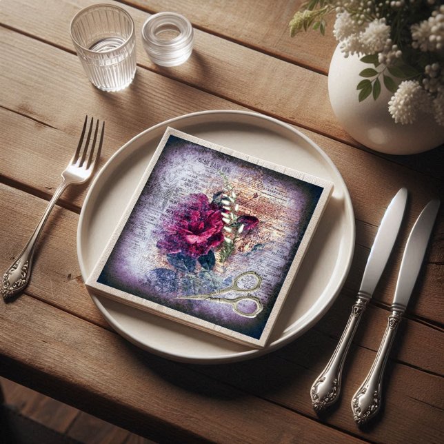 Guardanapo De Papel De Jantar Rosa vermelha de dissociação da efemera floral (Criador carregado)