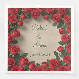 Guardanapo De Papel De Jantar Rosa vermelha Wedding