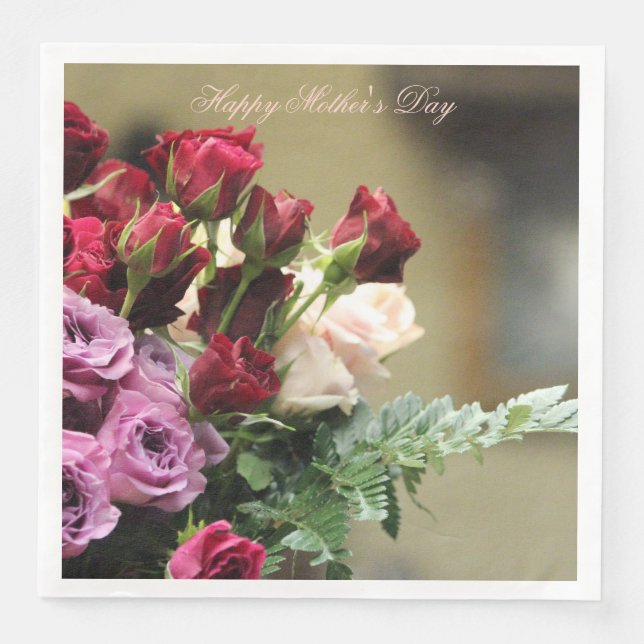 Guardanapo De Papel De Jantar Rosas Coloridos Elegantes (Frente)