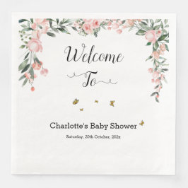 Guardanapo De Papel De Jantar Rosas Cor-de-Água Rosa com Chá de fraldas de Borbo