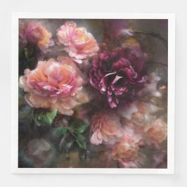 Guardanapo De Papel De Jantar Rosas De Borgonha Pintados Em Antigo Estilo Holand