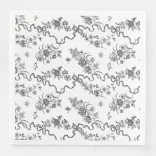 Guardanapo De Papel De Jantar Rosas e fitas gravadas em Vintage Elegante