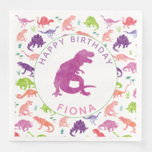Guardanapo De Papel De Jantar Roxo Dino do teste padrão da festa de aniversári