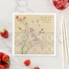 Guardanapo De Papel De Jantar Roxo e Bege Floral