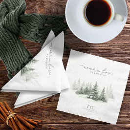 Guardanapo De Papel De Jantar Rustic Casamento no inverno Forest Green ID1049