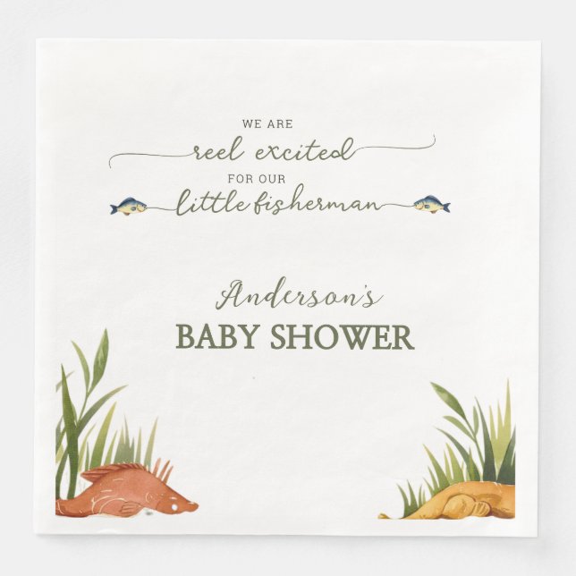Guardanapo De Papel De Jantar Rustic Fishing Baby Boy Little Fisherman (Frente)