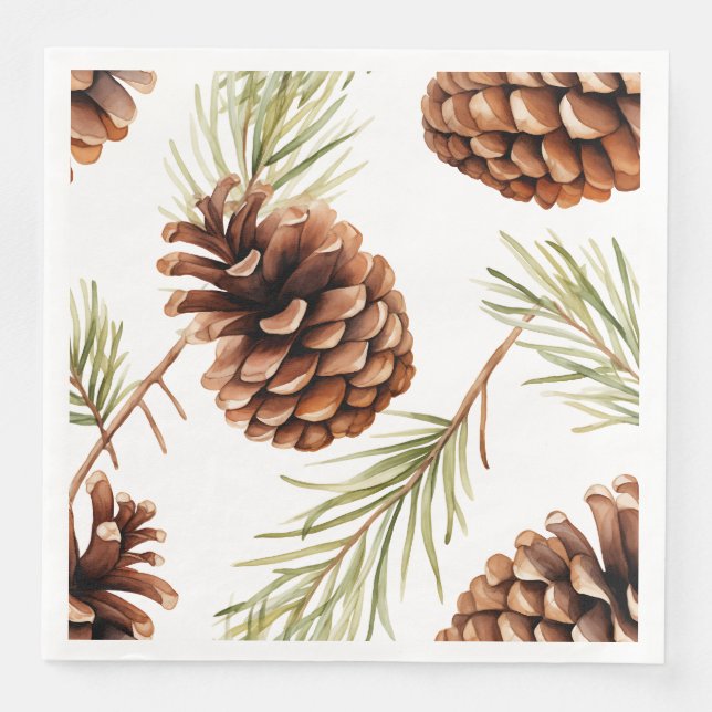 Guardanapo De Papel De Jantar Rustic Pine Cone (Frente)