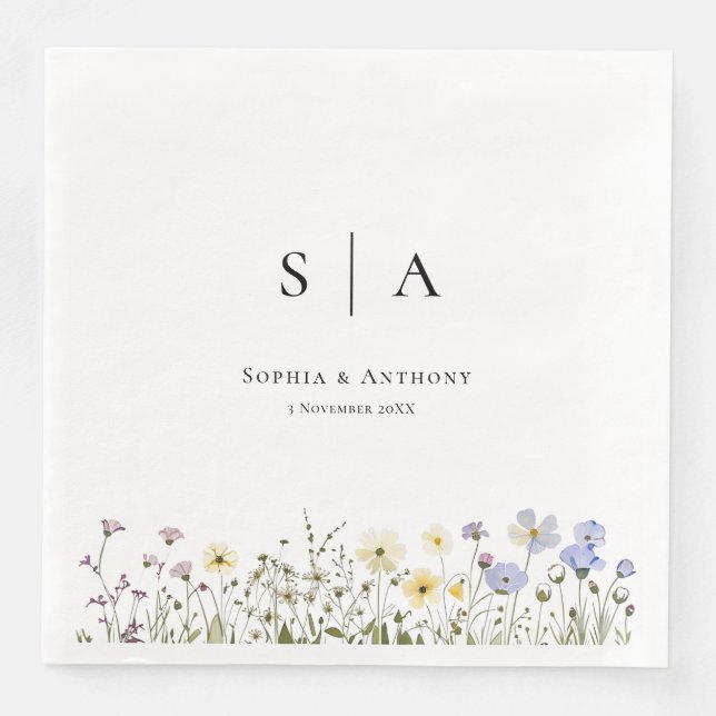 Guardanapo De Papel De Jantar Rustic Wildflower Wedkins (Frente)