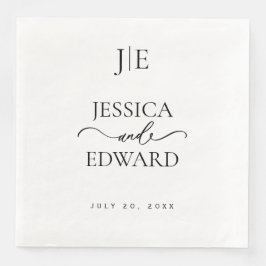 Guardanapo De Papel De Jantar Script Mínimo Simples Monograma Moderno de Chic