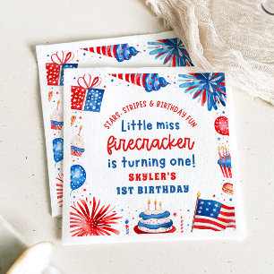 Guardanapo De Papel De Jantar Senhorita Firecracker 4 de julho primeiro aniversa