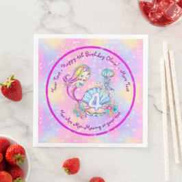 Guardanapo De Papel De Jantar Sereia 4º Aniversário Alterar Editar Personalizar 