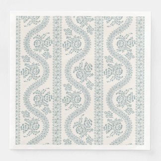 Guardanapo De Papel De Jantar Serpentina Floral Cinza Azul, Creme