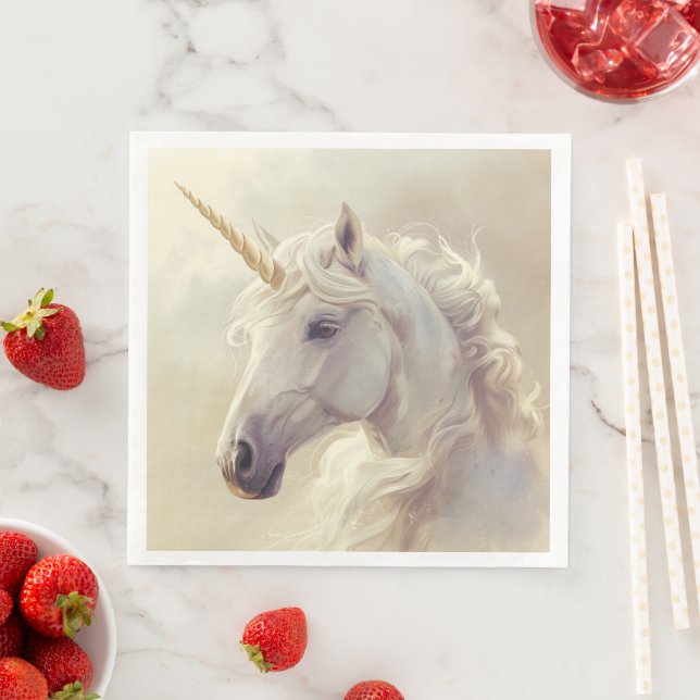 Guardanapo De Papel De Jantar Servetten met Witte Unicorn Sparkle (Insitu)