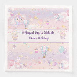 Guardanapo De Papel De Jantar Serviços de Aniversário Personalizados do Unicórni