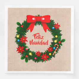 Guardanapo De Papel De Jantar Set Feliz Navidad Felry Janto Wreath de Natal Feli