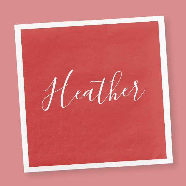 Guardanapo De Papel De Jantar Seu Script Branco Personalizado em Vermelho (Criador carregado)