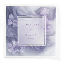 Sheer Floral Wedding Lavanda Suave Napkins