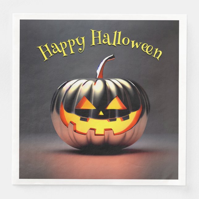 Guardanapo De Papel De Jantar Shiny Pumpkin Halloween (Frente)