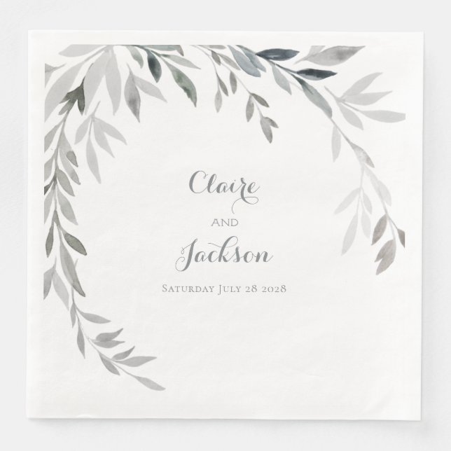 Guardanapo De Papel De Jantar Silver Eucalyptus Greenery Janto Napkins (Frente)