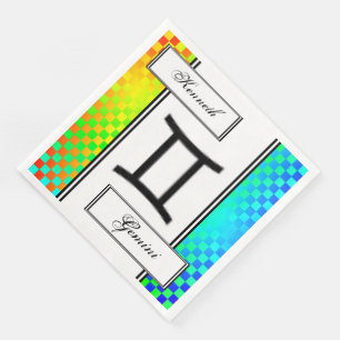 Guardanapo De Papel De Jantar Símbolo Gemini Zodiac Padrão por Kenneth Yoncich