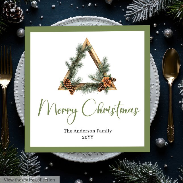 Guardanapo De Papel De Jantar Simple Boho Rustic Christmas Wreath Napkins (Simple Boho Rustic Christmas Wreath Napkins)