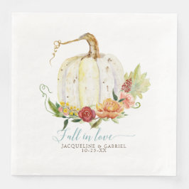 Guardanapo De Papel De Jantar Simples Elegante Moderno Abóbora Floral Branca