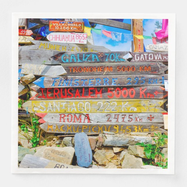 Guardanapo De Papel De Jantar Sinal de distância (Frente)
