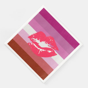 Guardanapo De Papel De Jantar Sinalizador do Orgulho Lésbico Lipstick