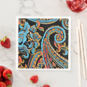 Guardanapo De Papel De Jantar Sky Blue e Autumn Orange Vintage Paisley