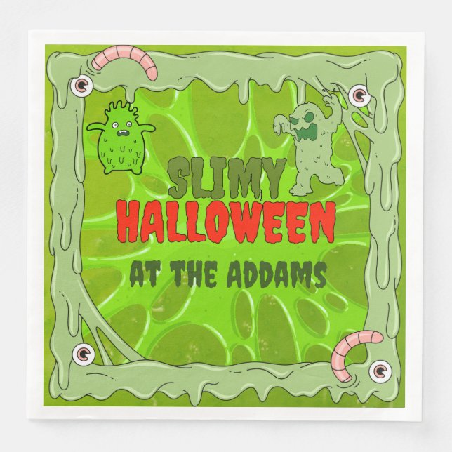 Guardanapo De Papel De Jantar Slimy Halloween (Frente)