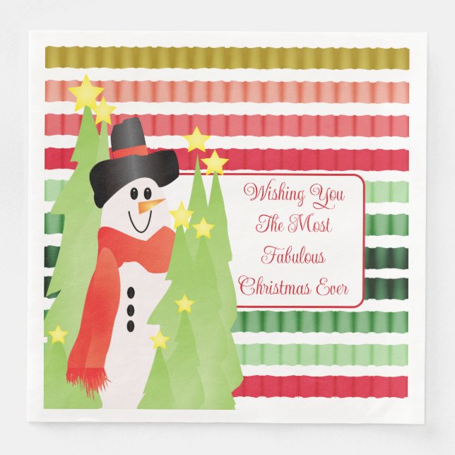 Guardanapo De Papel De Jantar Snowman Holiday Themed (Frente)
