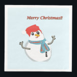 Guardanapo De Papel De Jantar Snowman. Merry Christmas.<br><div class="desc">Alegria do natal em seu lar. Boneco de neve fofo.</div>