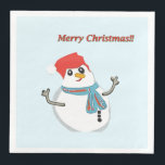 Guardanapo De Papel De Jantar Snowman. Merry Christmas.<br><div class="desc">Alegria do natal em seu lar. Boneco de neve fofo.</div>