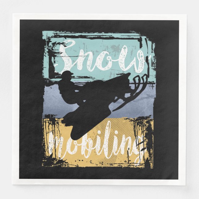 Guardanapo De Papel De Jantar Snowmobile Retro Style Snowmobiling (Frente)