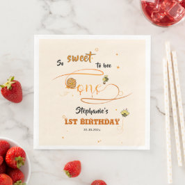 Guardanapo De Papel De Jantar So Sweet To Bee One Cute Honey Bee 1st Birthday
