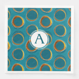 Guardanapo De Papel De Jantar Solar Eclipse Mid-Century Modern - Blue and Gold