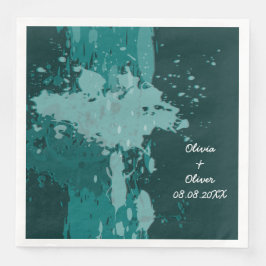 Guardanapo De Papel De Jantar Splatter de pintura verde-teal