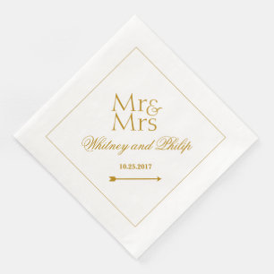 Guardanapo De Papel De Jantar Sr. Wedding personalizado Sra. Ouro