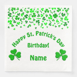 Guardanapo De Papel De Jantar St Patrick's Day Birthday Shamrocks