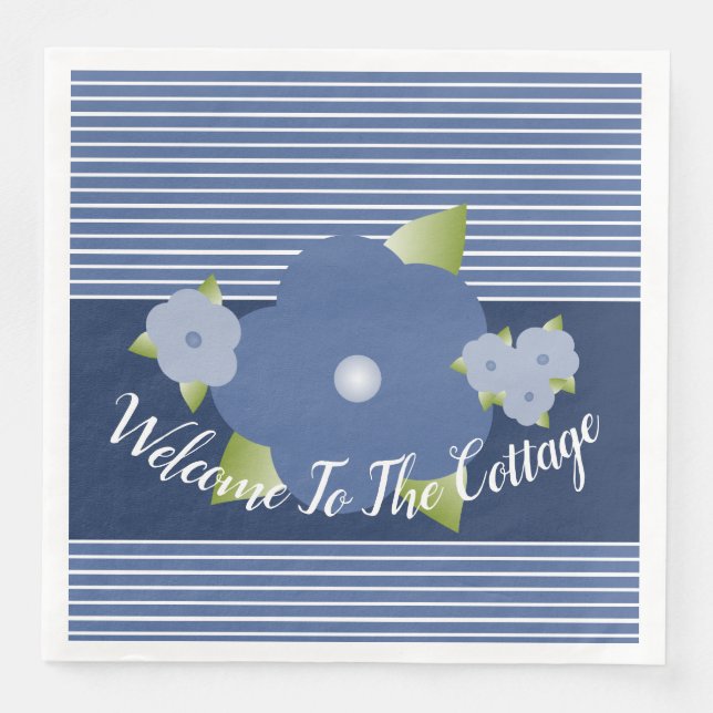 Guardanapo De Papel De Jantar Stripe Azul E Branco (Frente)