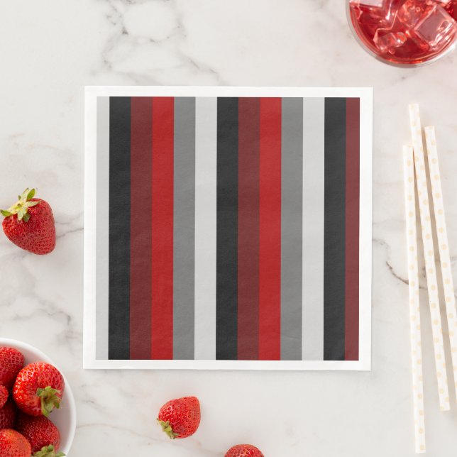 Guardanapo De Papel De Jantar Stripes Vermelhas e Pretas (Insitu)