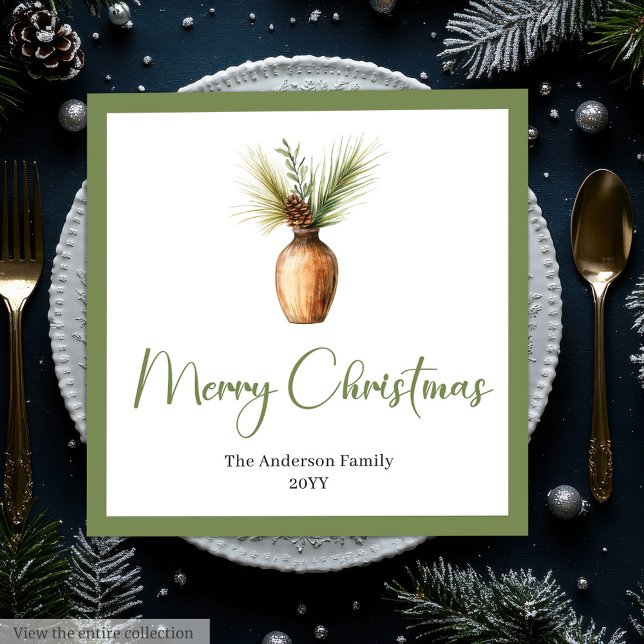 Guardanapo De Papel De Jantar Stylish Cozy Bohemian Botanical Christmas Bouquet  (Stylish Bohemian Botanical Christmas Bouquet Napkins)