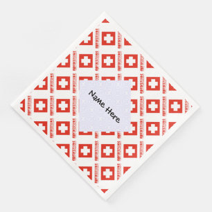Guardanapo De Papel De Jantar Suíça e Bandeira Suíça Personalizada em Mosaico