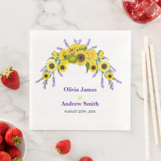 Guardanapo De Papel De Jantar Sunflower & Lavender Vintage Floral Wedding Party 