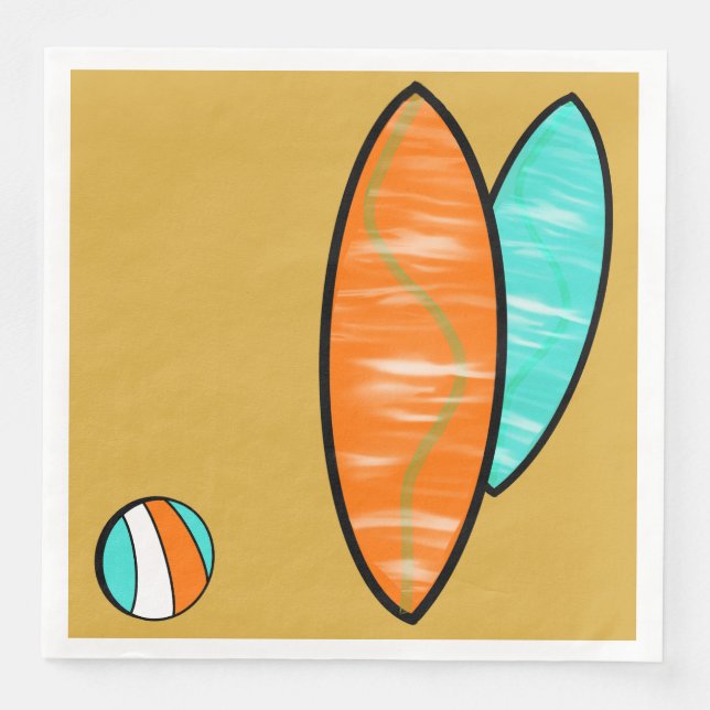 Guardanapo De Papel De Jantar Surfer Birthday Paper Janta Napkins #2 (Frente)