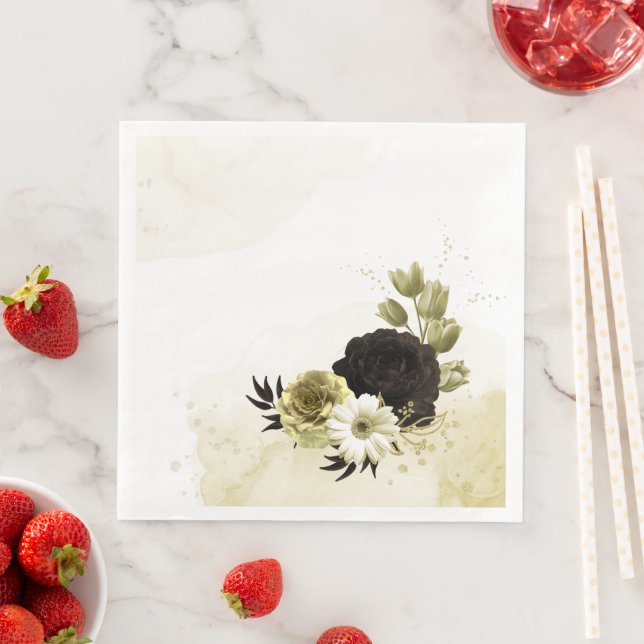 Guardanapo De Papel De Jantar Surpreendentes flores marrom de ouro (Insitu)