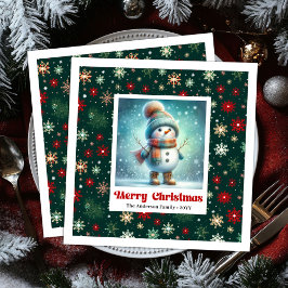 Guardanapo De Papel De Jantar Sweet Christmas Snowman Napkins Personalized Kids