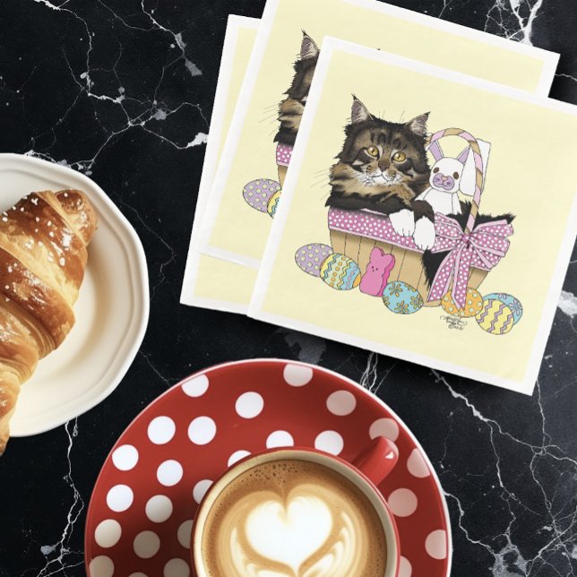 Guardanapo De Papel De Jantar Tabuleiro de páscoa do Kitten (Criador carregado)