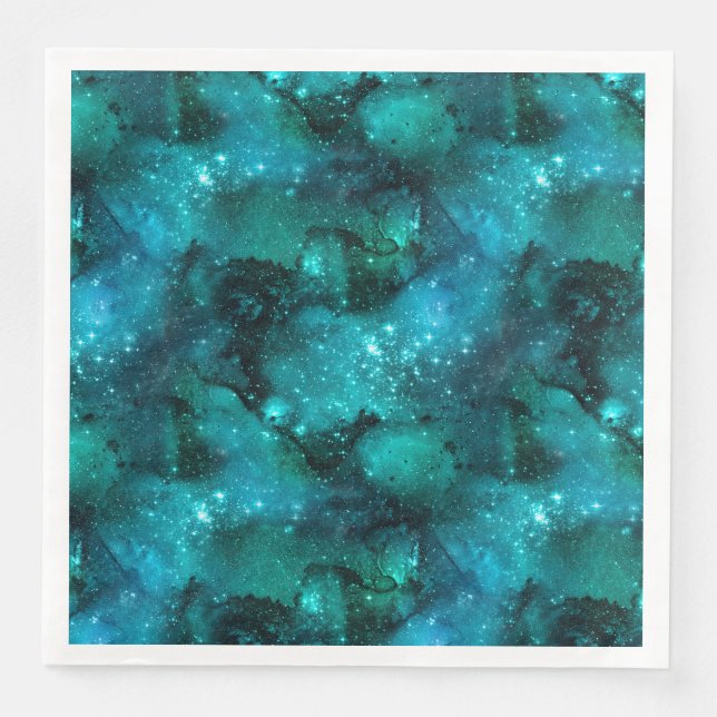 Guardanapo De Papel De Jantar Teal Galaxy Series Design 6 (Frente)