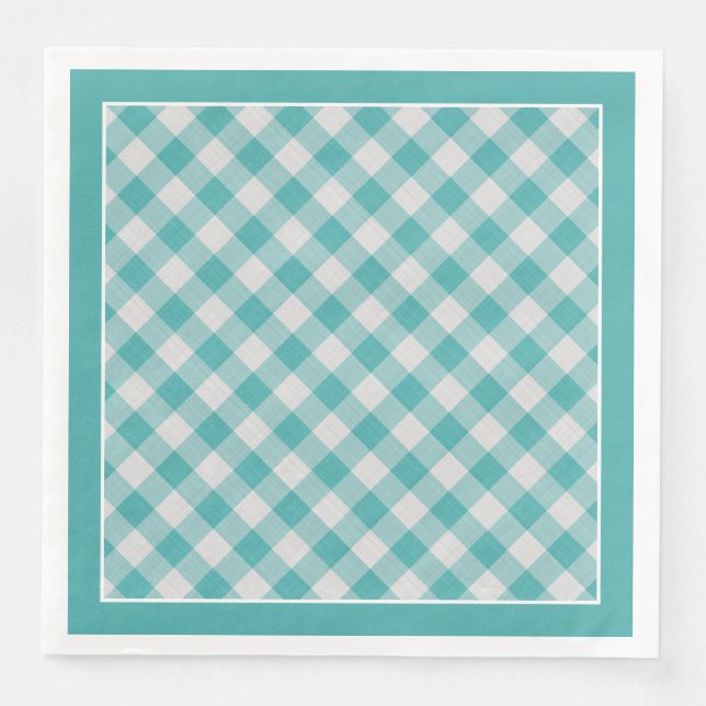 Guardanapo De Papel De Jantar Teal Gingham Verifica Padrão Para Todas As Ocasiõe (Frente)
